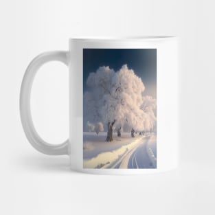 White Winter Ways - A serene calm winter road in cool sunlight Mug